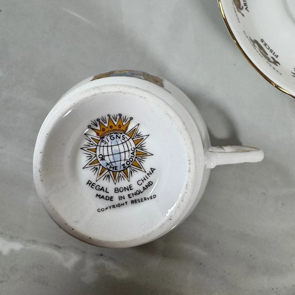 Signs of the Zodiac‎ Regal Bone China Cancer Cup and Saucer Made in England